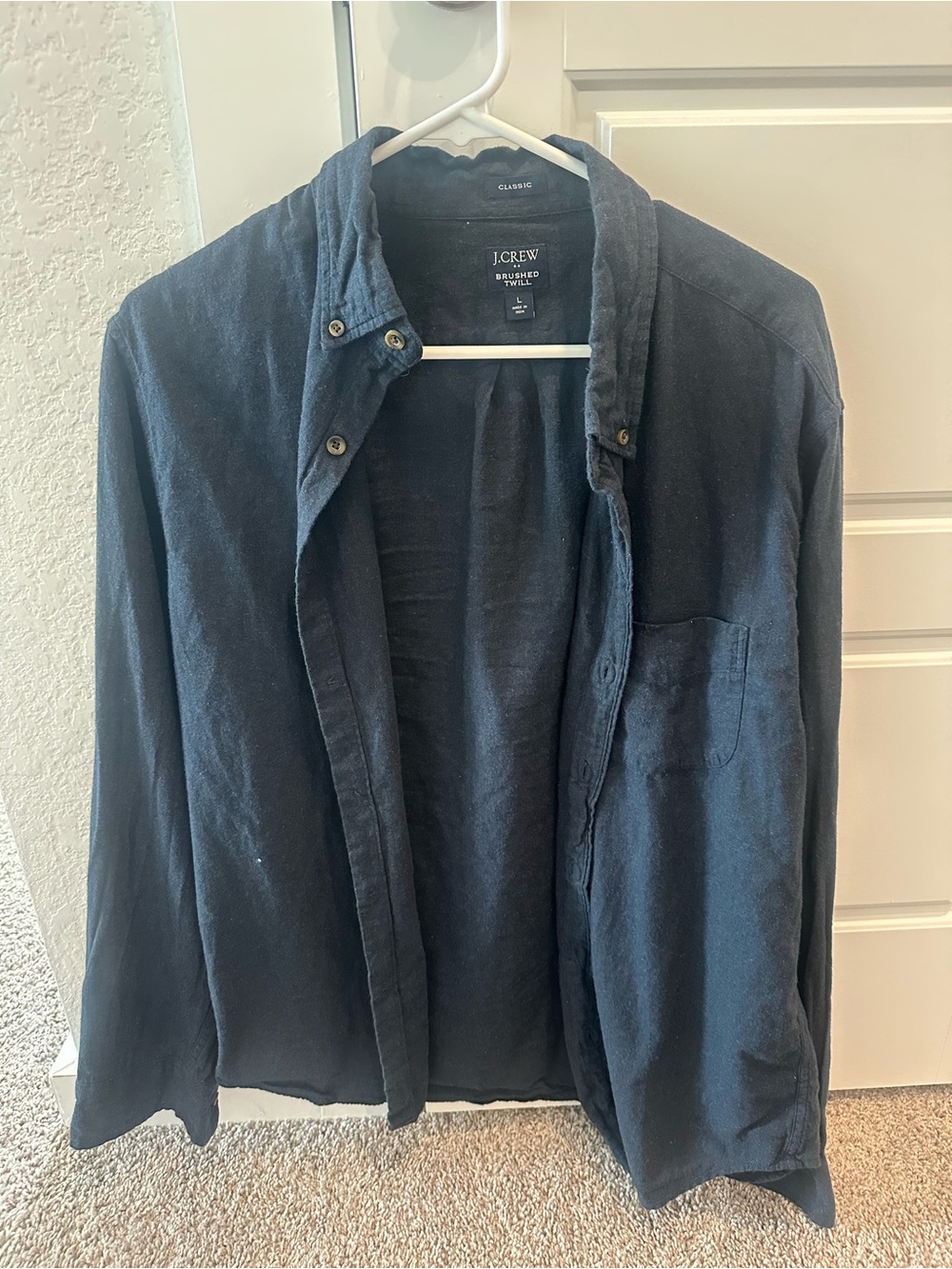 J. Crew Navy Brushed Twill Button-Up Overshirt
